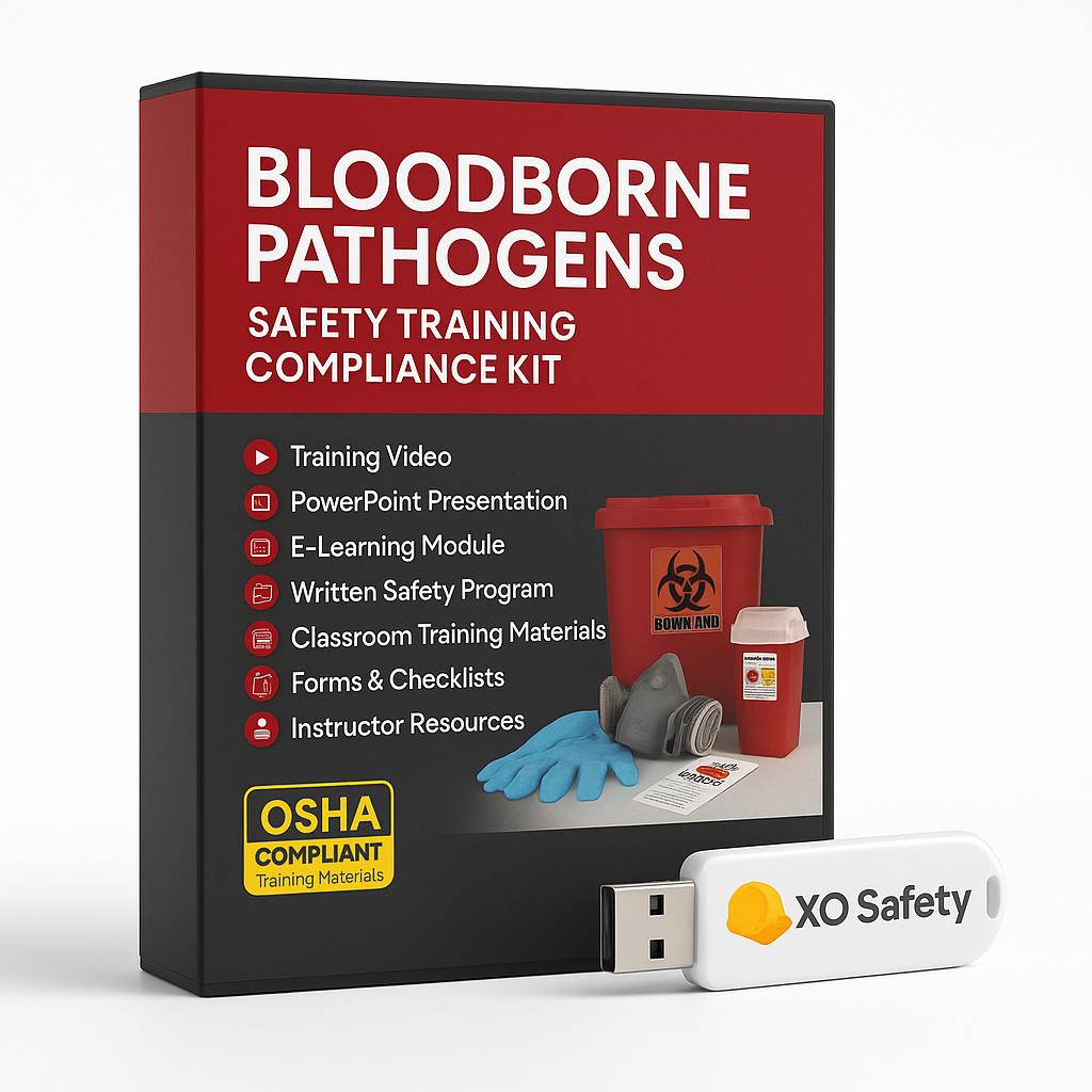 Bloodborne Pathogens Safety Training Compliance Kit with USB drive on a white background