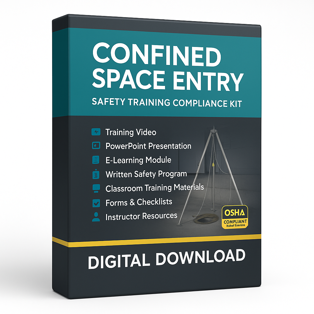 Confined Space Entry safety training compliance kit packaging with OSHA logo for digital download