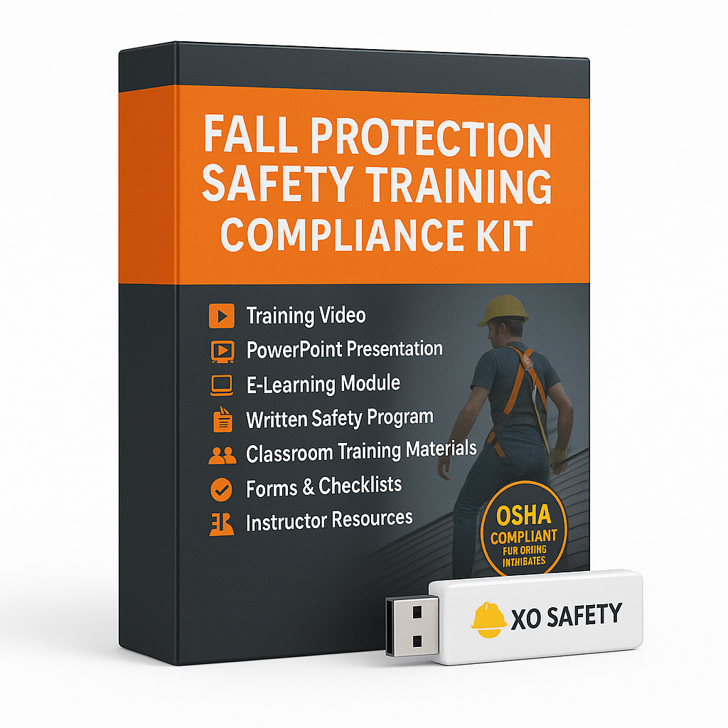 Fall protection safety training compliance kit with USB drive on a white background
