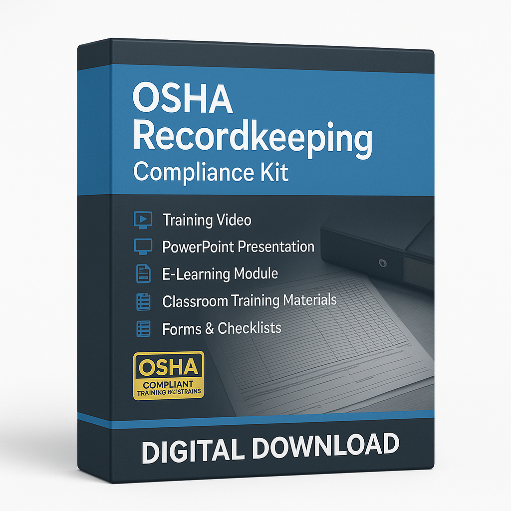 OSHA Recordkeeping Compliance Kit packaging with text and OSHA logo for digital download