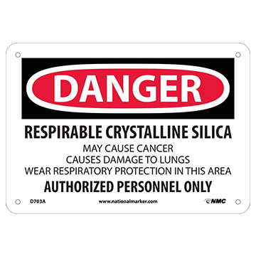 What signs are required for silica hazard areas?