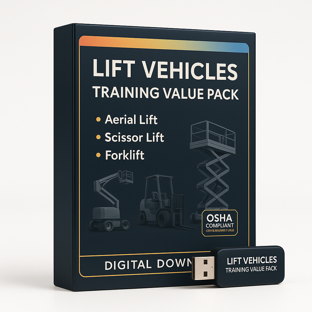 Lift vehicles training value pack with USB drive on a white background with a USB