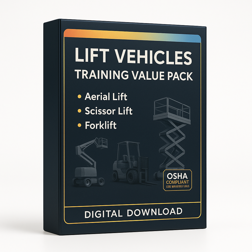 Forklift, Aerial Lift, and Scissor Lift Compliance Kit value pack digital download