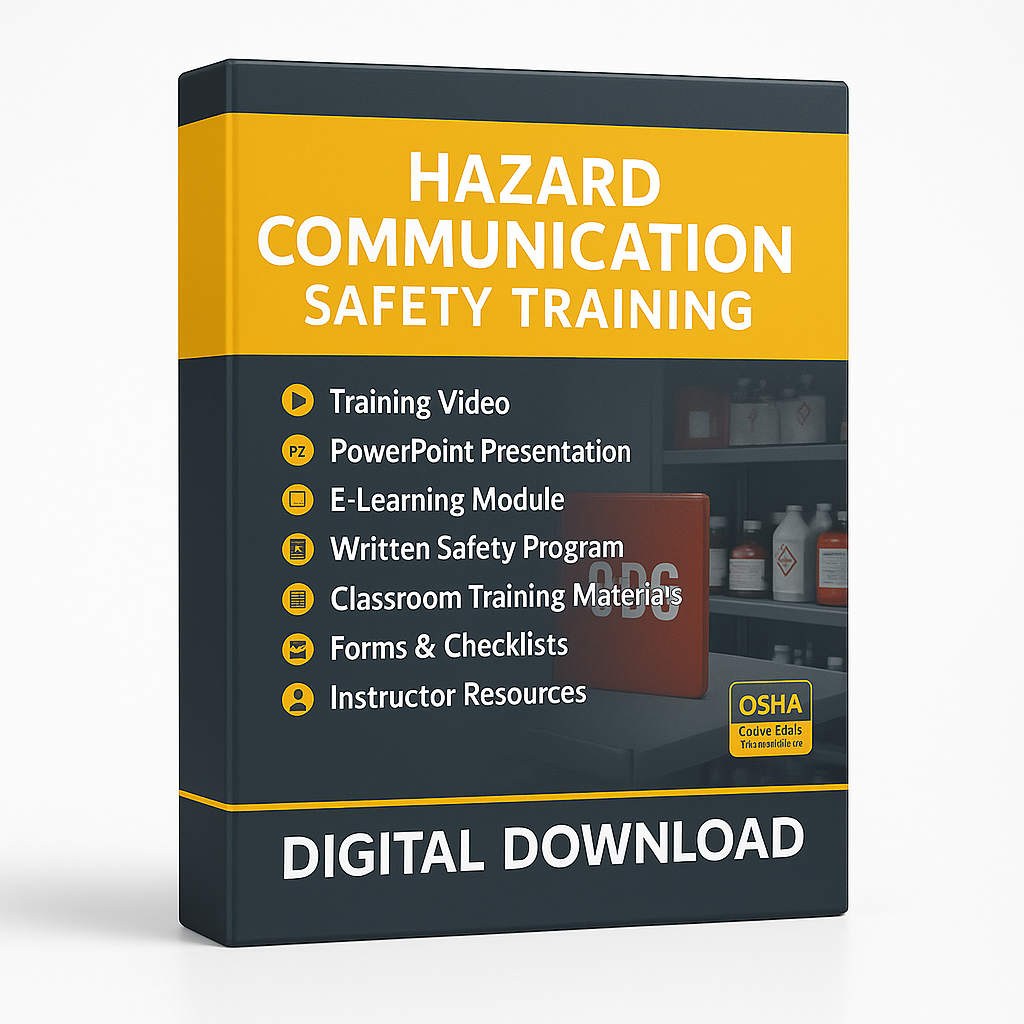 Hazard Communication Safety Training package with OSHA logo on a white background for digital download
