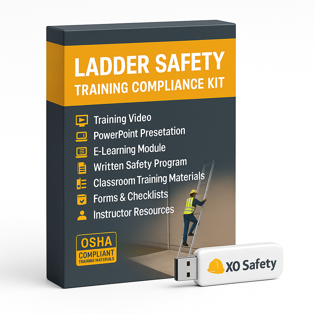 Ladder safety training compliance kit with USB drive on a white background