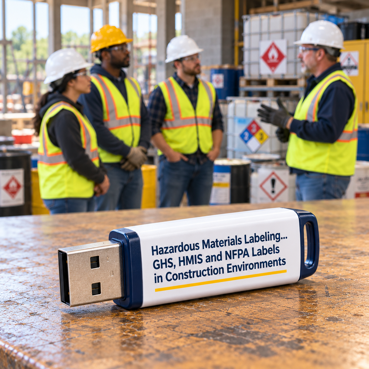 Hazardous Materials Labeling... GHS, HMIS and NFPA Labels in Construction Environments Training — USB